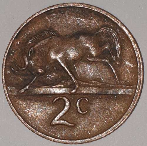 1969 ENG - 2 CENT COIN (TWO CENT COIN) - RSA - BRONZE - KM#66.2 - WILDEBEEST